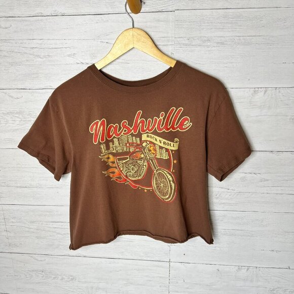 Cold Crush T Shirt Womens Size Medium Brown Nashville Rock N' Roll Motorcycle - Picture 3 of 13